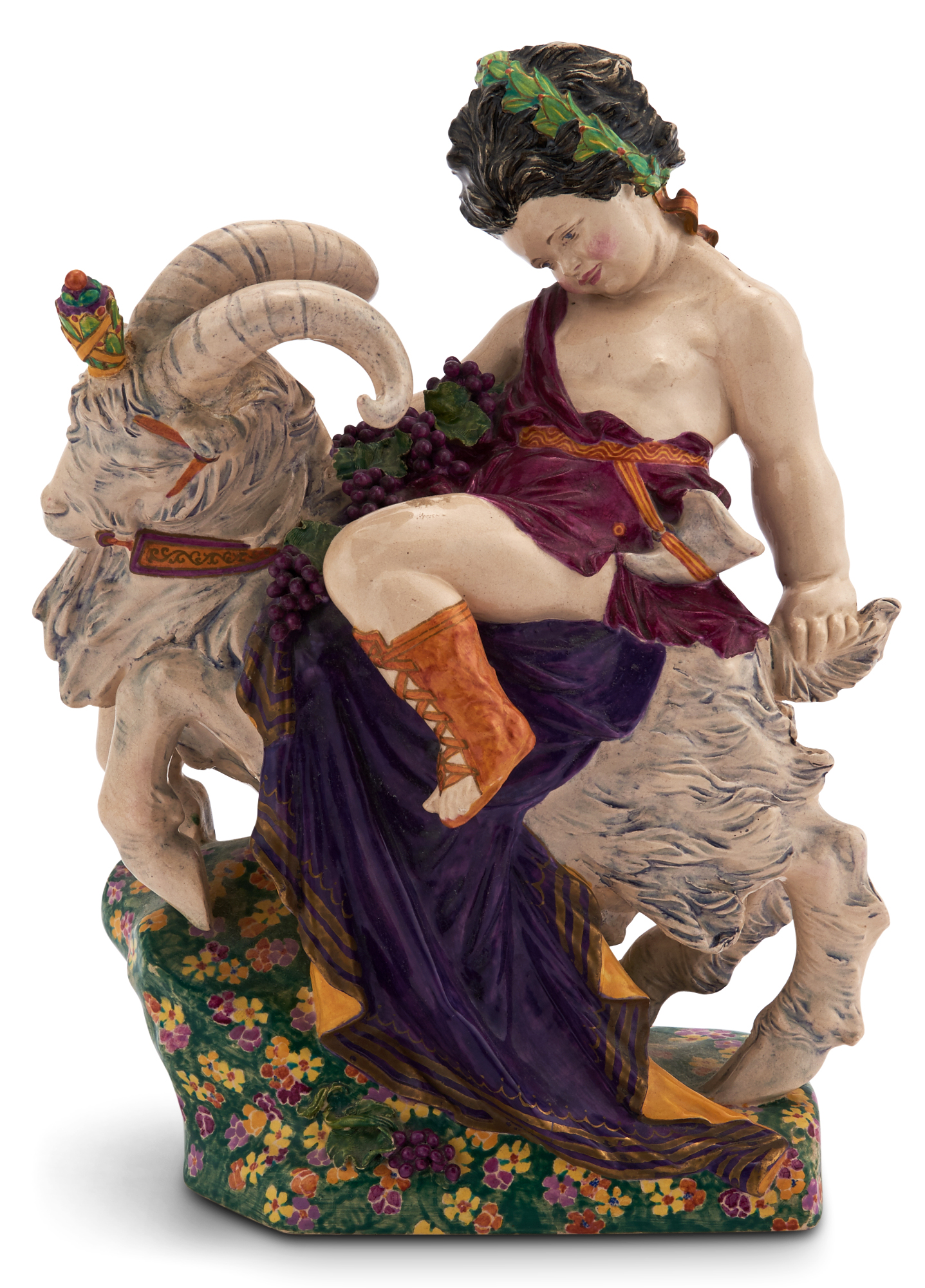 Lot image - Charles Vyse Chelsea Pottery Figural Group Entitled The Youthful Bacchus