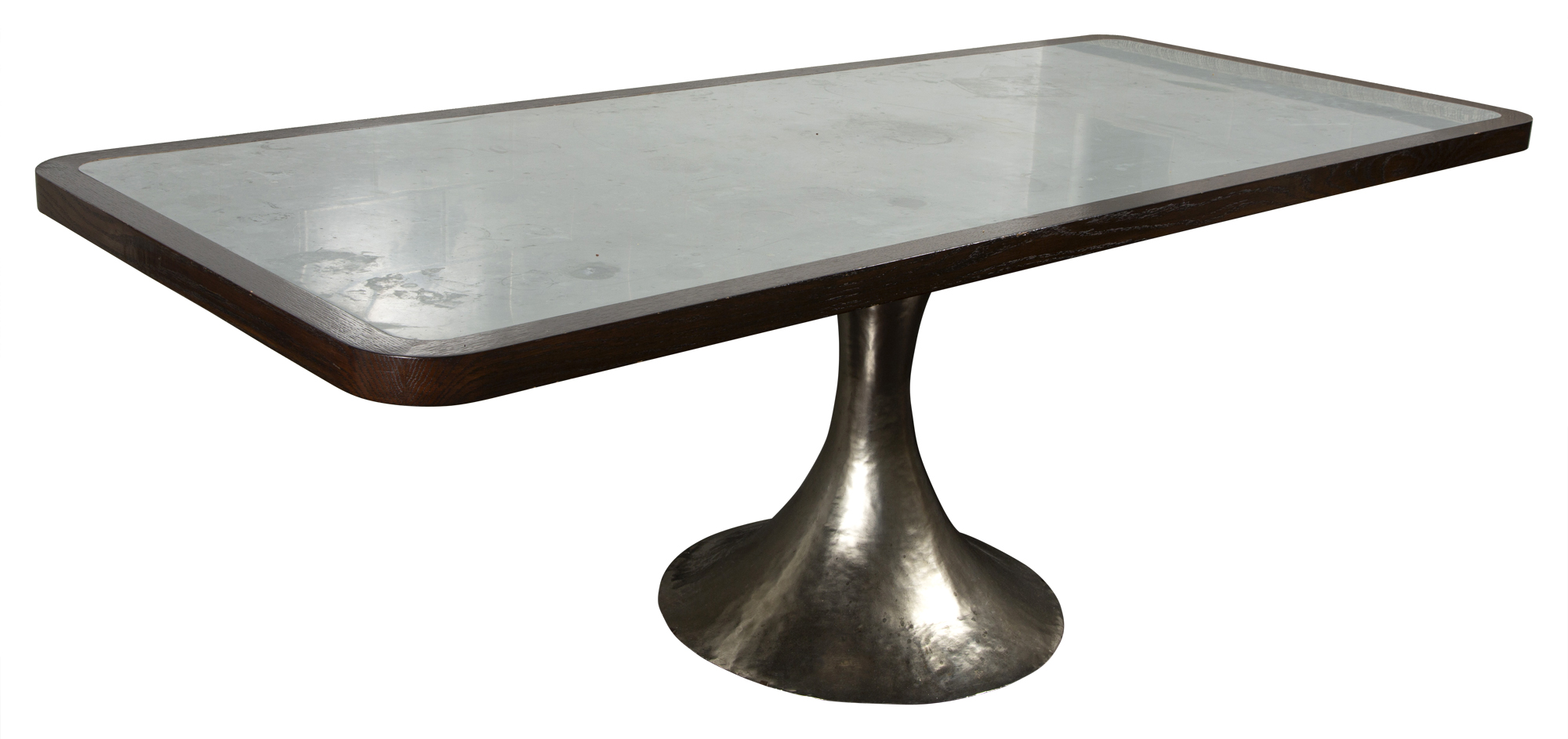 Lot image - Oak, Zinc and Nickel Pedestal Dining Table
