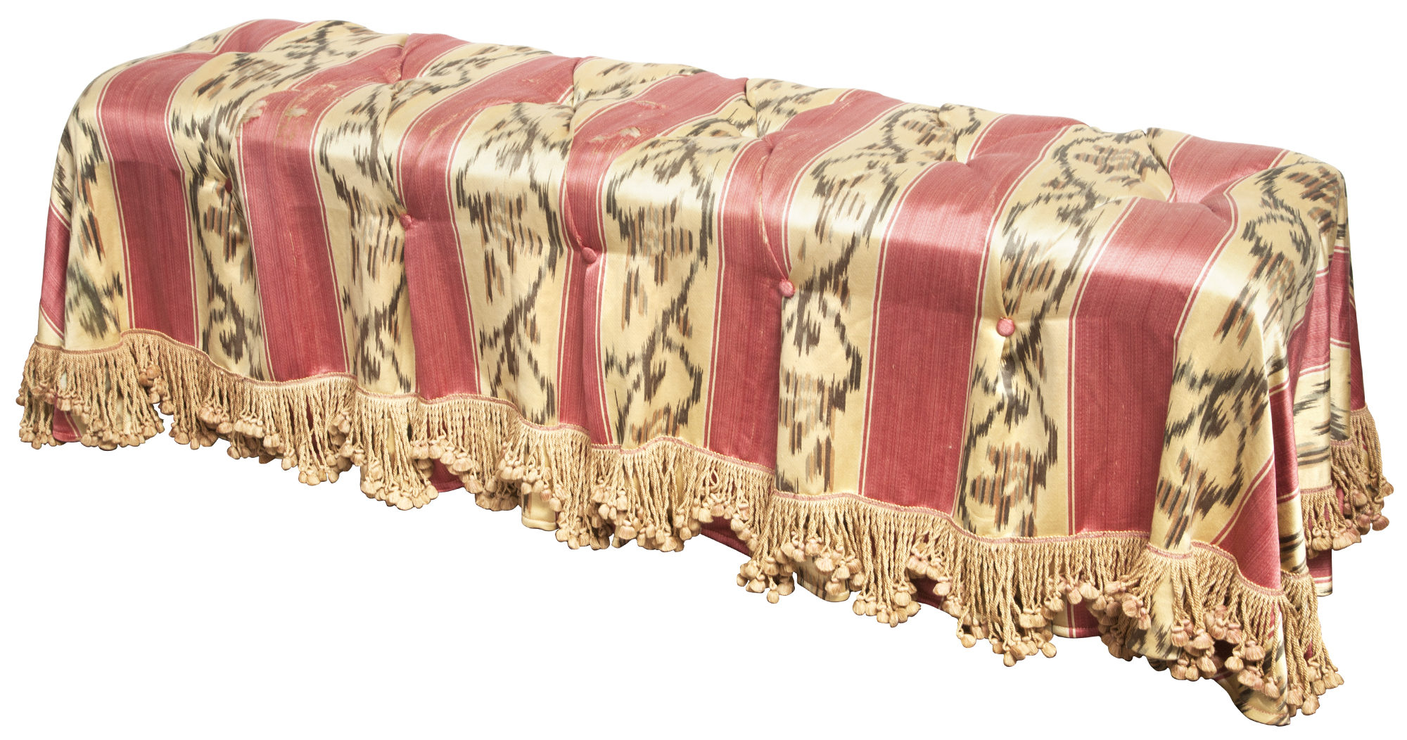 Lot image - Striped Satin Imberline-Patterned Upholstered Bench