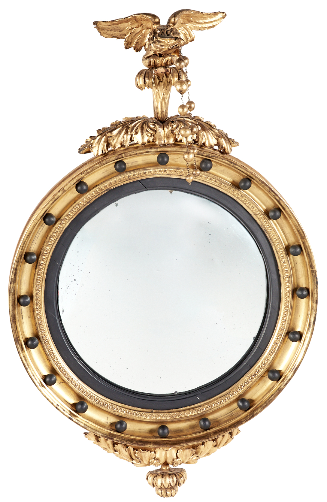 Lot image - Classical Giltwood and Part Ebonized Convex Mirror