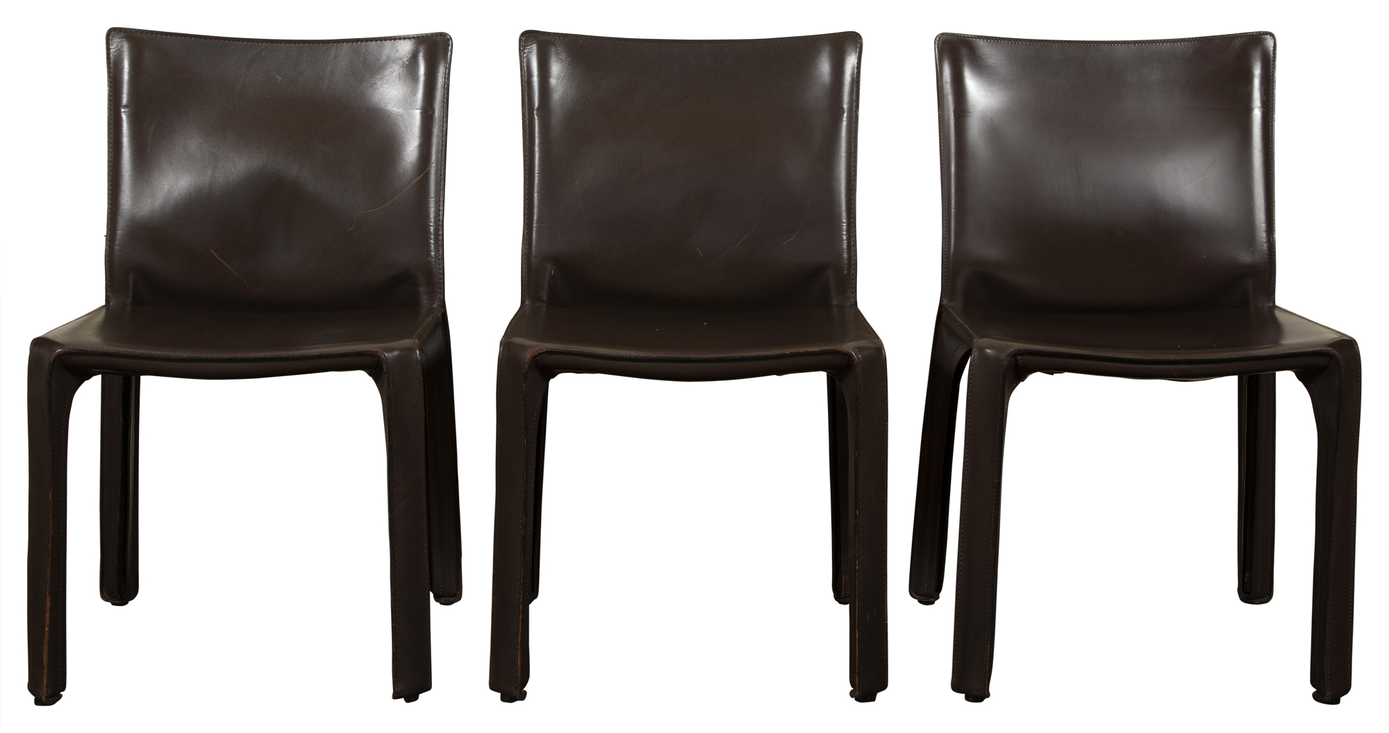 Lot image - Three Leather Bellini Cab Model 412 Chairs