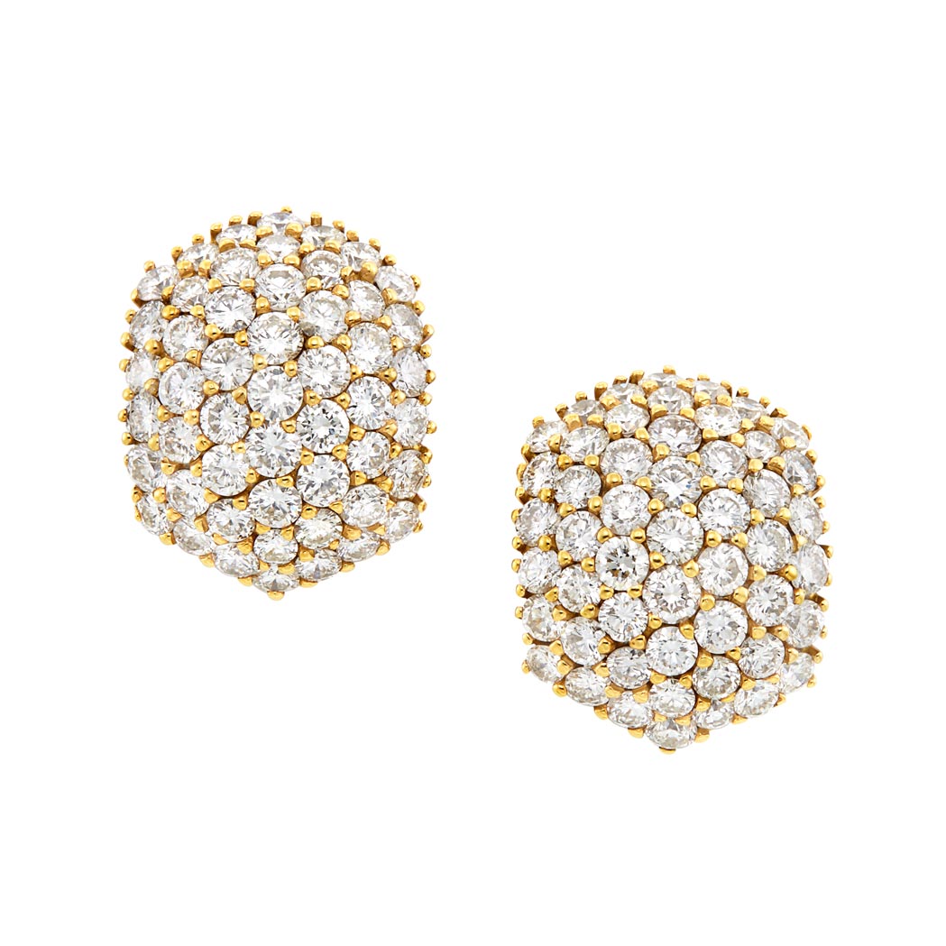 Lot image - Pair of Platinum, Gold and Diamond Earrings