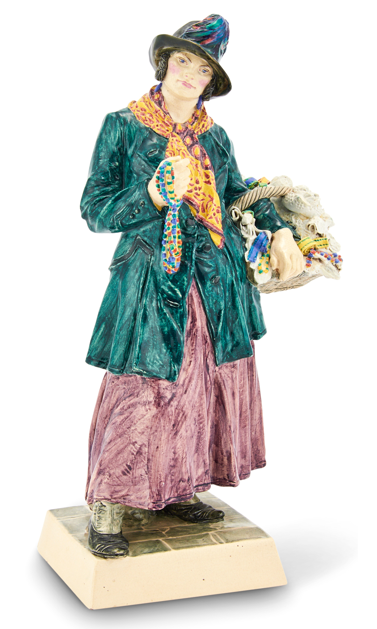 Lot image - Charles Vyse Chelsea Pottery Figure Entitled The Ribbon Peddler