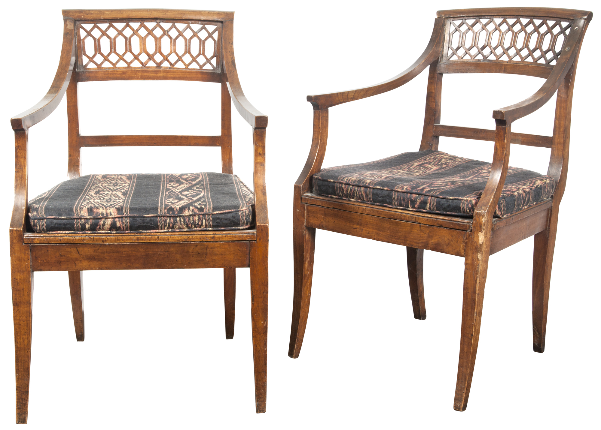 Lot image - Pair of Biedermeier Fruitwood Armchairs