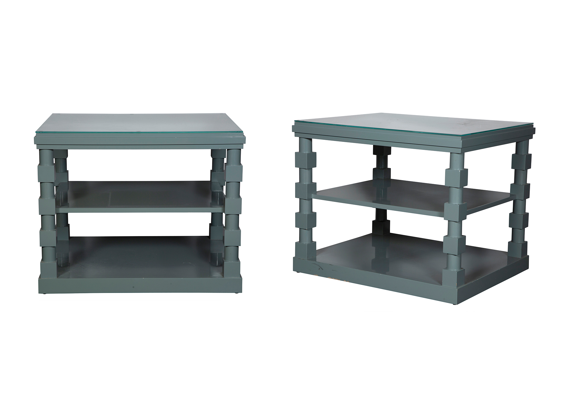 Lot image - Pair of Blue Lacquered Side Tables