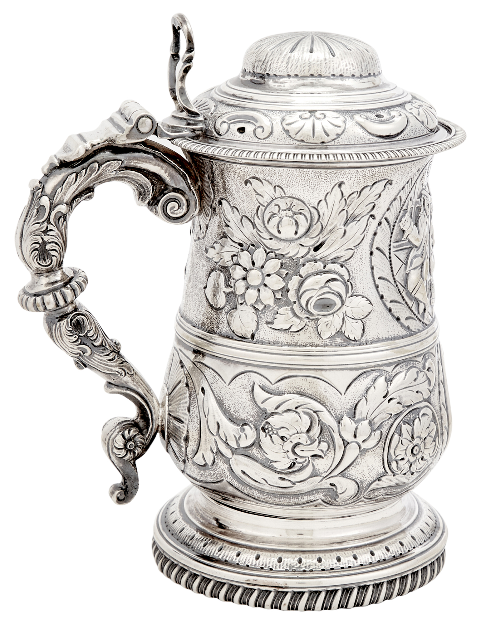 Lot image - George III Sterling Silver Covered Tankard