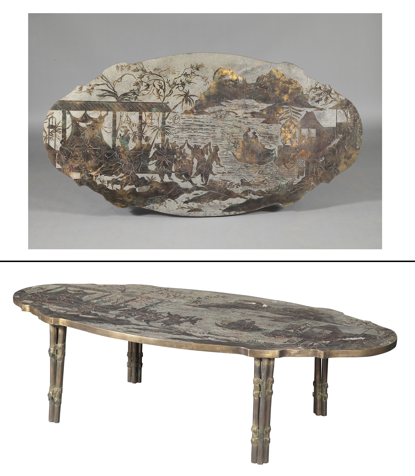 Lot image - Philip and Kelvin LaVerne Etched, Patinated and Polychromed Bronze Tang Marriage