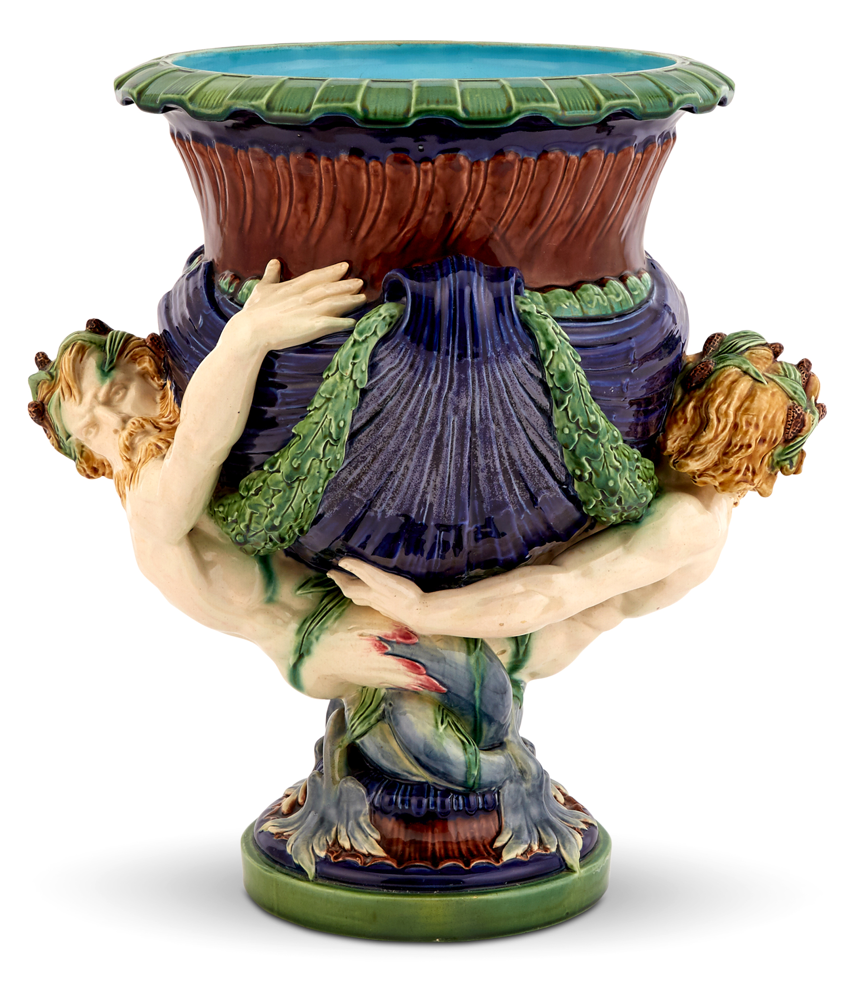 Lot image - Minton & Co. Majolica Figural Wine Cooler