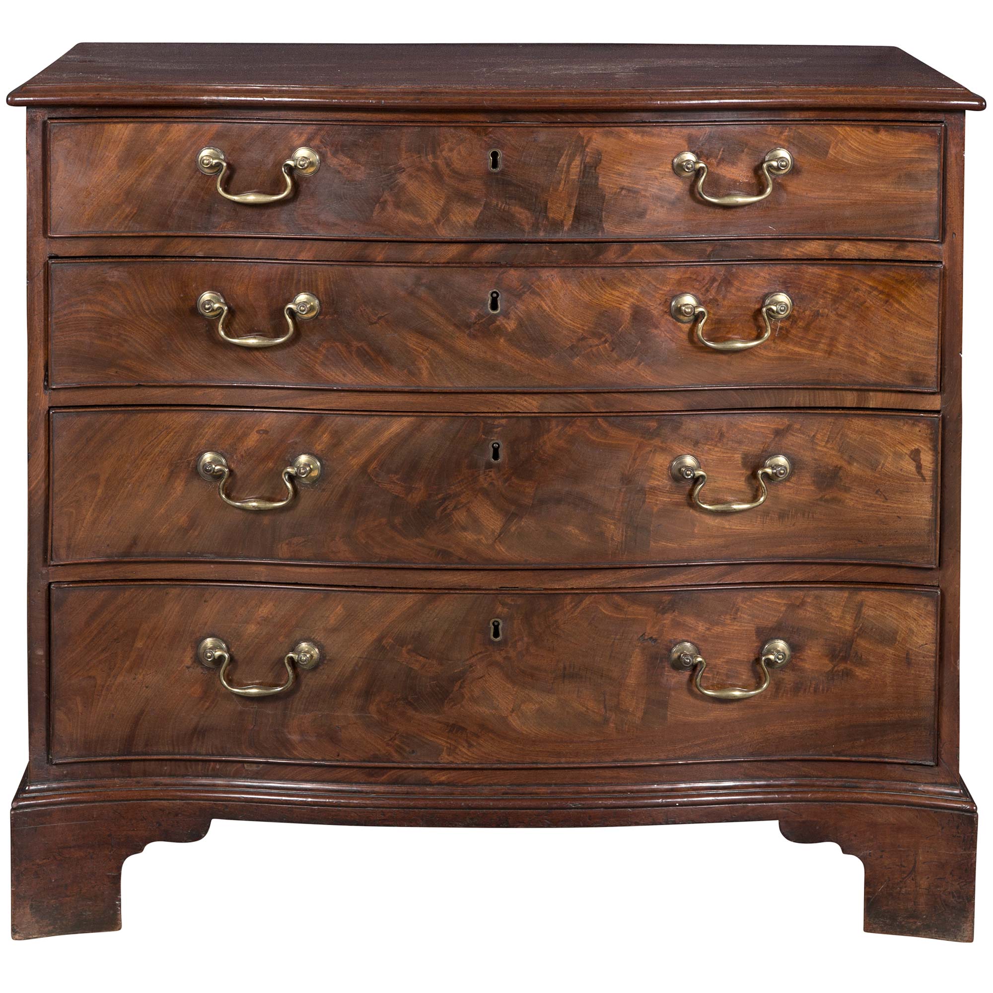 Lot image - George III Mahogany Serpentine Dressing Chest of Drawers in the manner of Thomas Chippendale