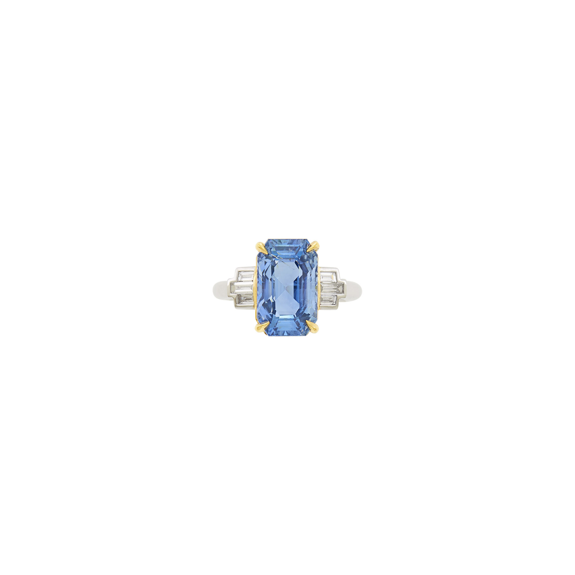 Lot image - Platinum, Gold, Sapphire and Diamond Ring