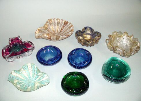 Lot image - Group of Nine Italian Glass Ashtrays