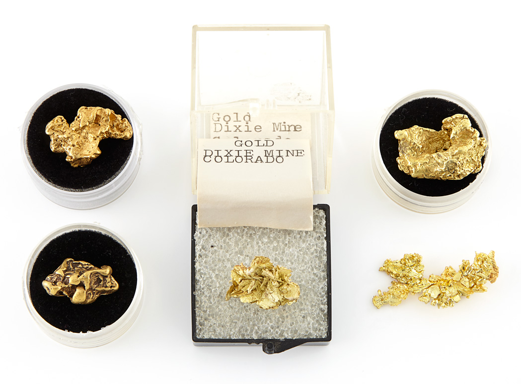 Lot image - Group of Five Gold Nuggets