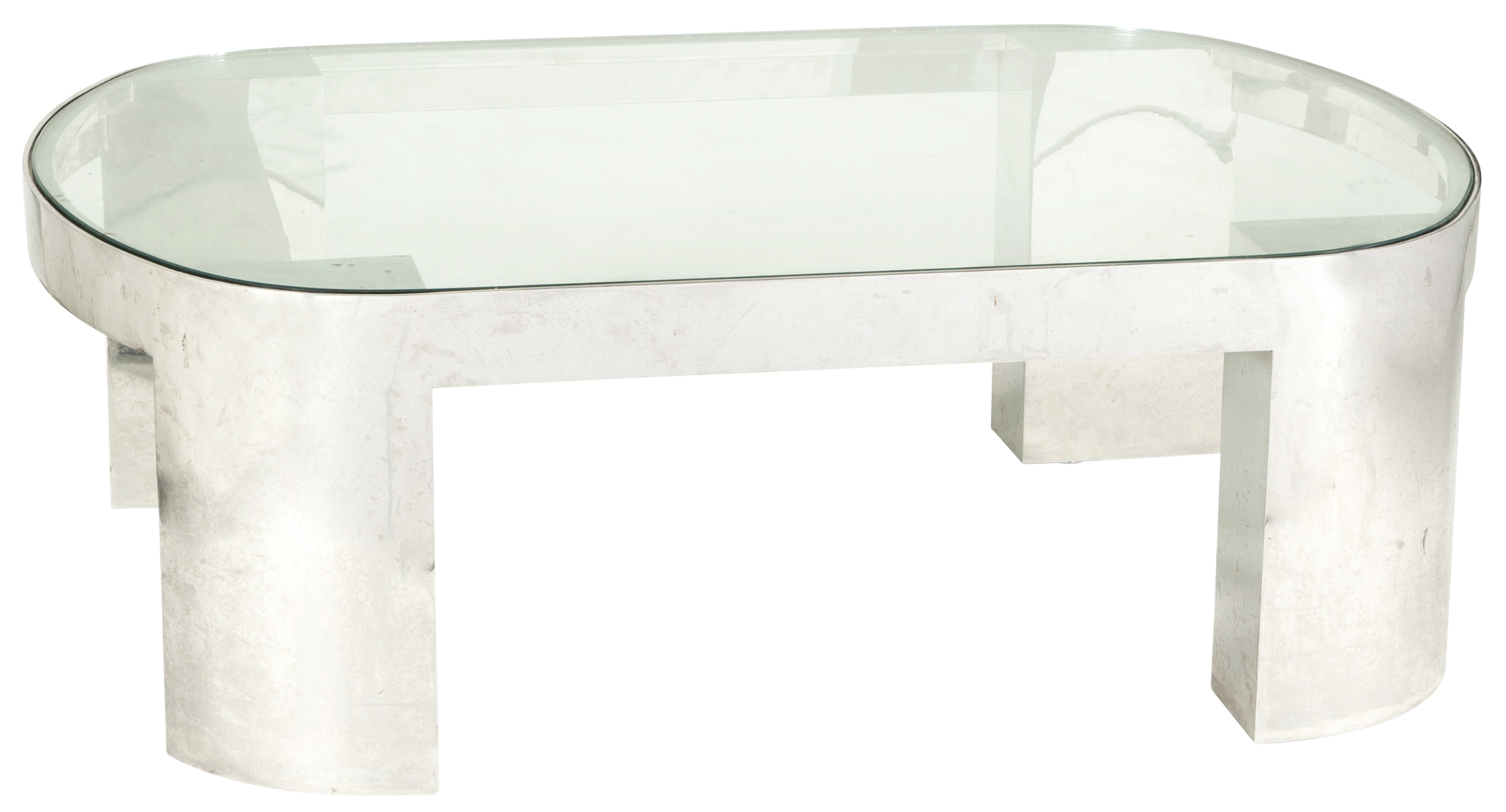 Lot image - Karl Springer Chromed Metal and Glass Low Table
