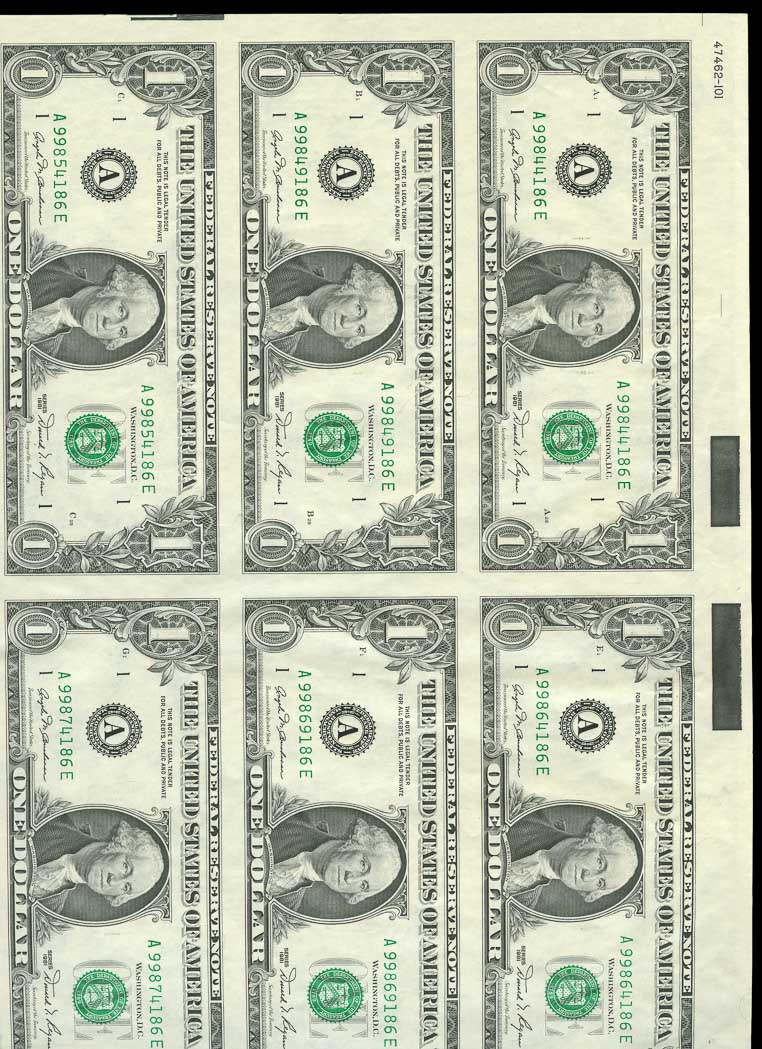Lot image - United States Uncut Bank Note Sheets