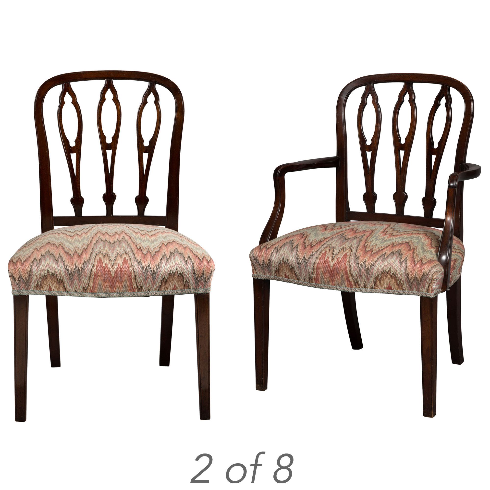 Lot image - Set of Eight George III Mahogany Dining Chairs