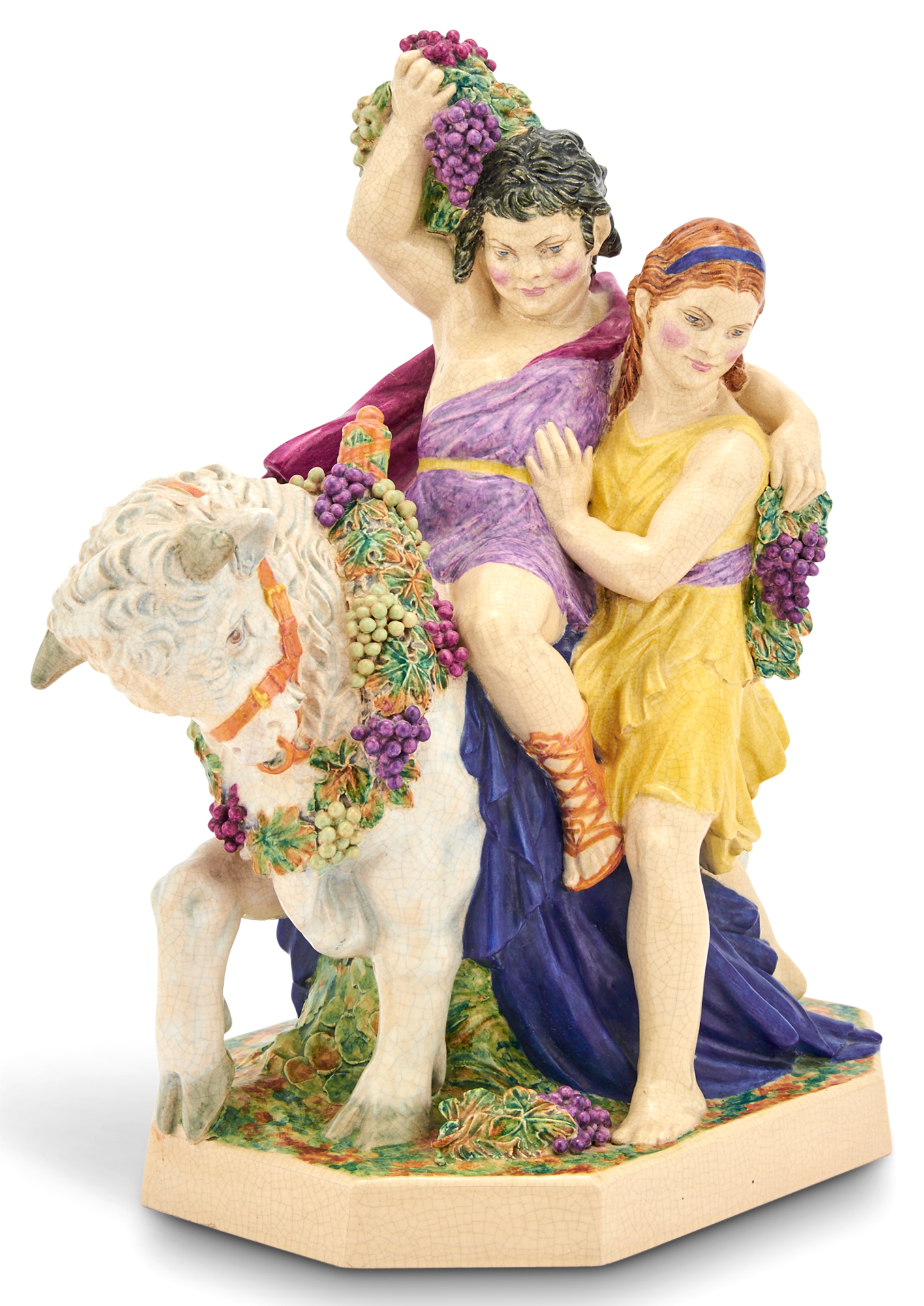 Lot image - Charles Vyse Chelsea Pottery Figural Group Entitled Vintage