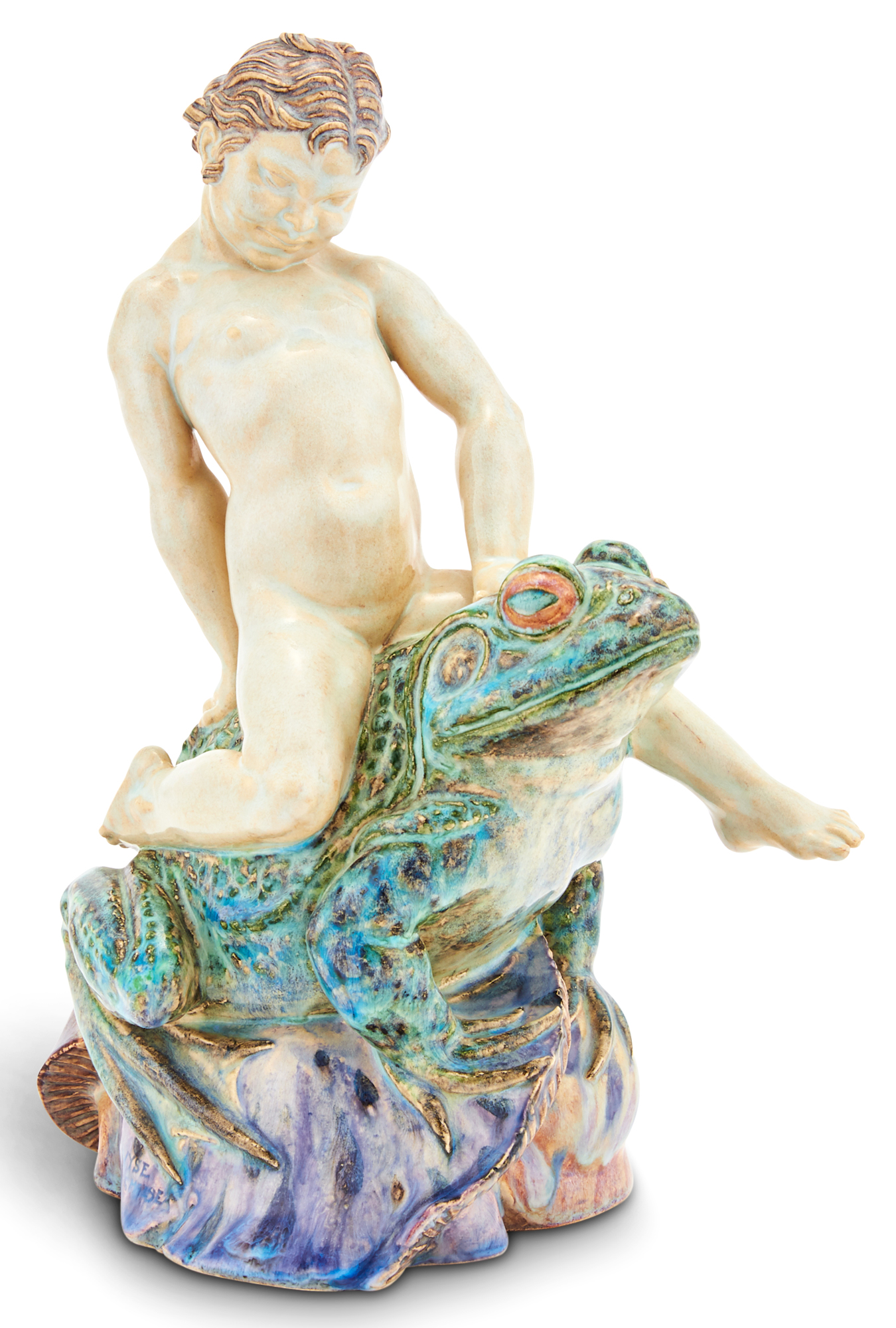 Lot image - Charles Vyse Chelsea Pottery Figural Group of Thumbelina