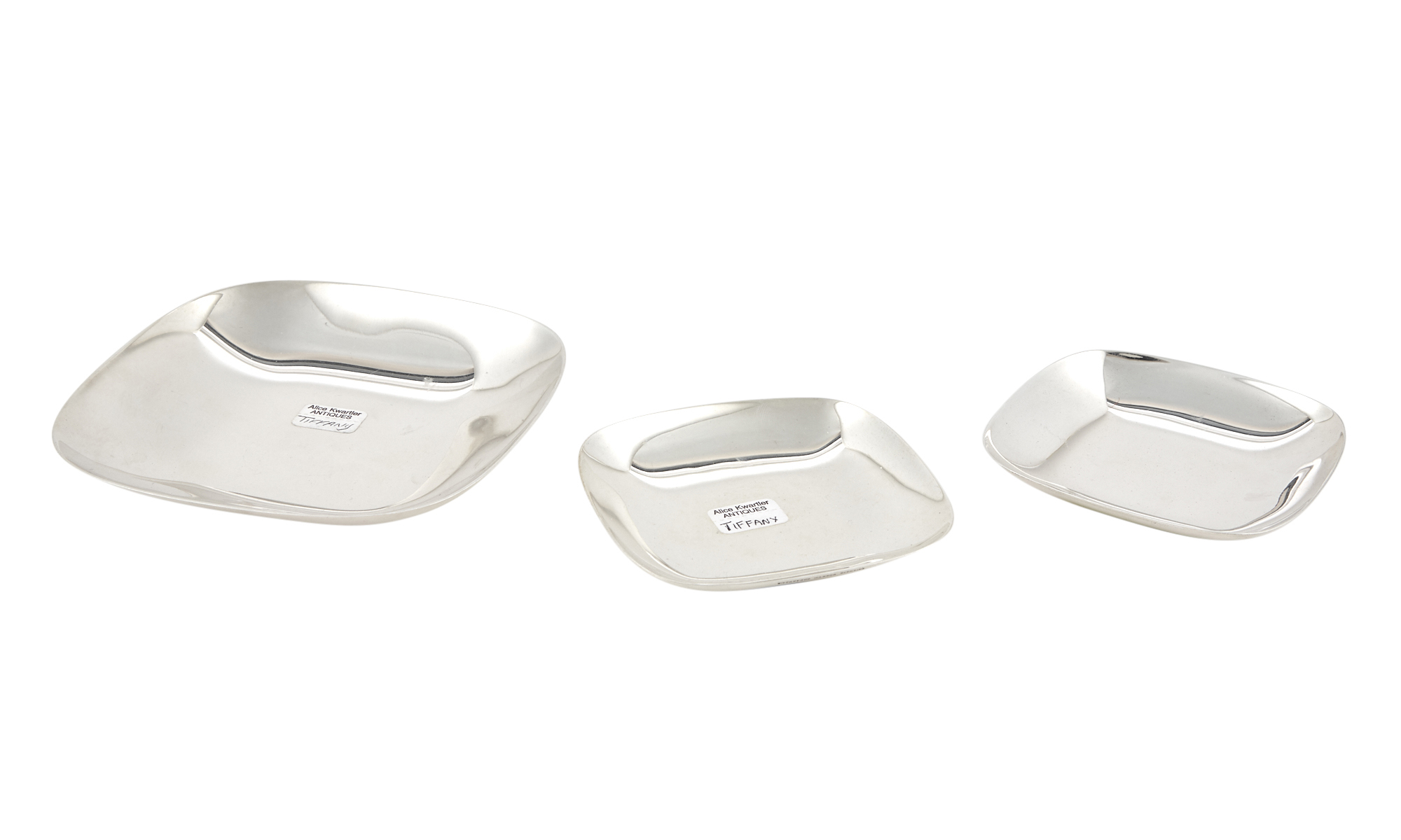 Lot image - Nest of Three Tiffany & Co. Sterling Silver Graduated Square Dishes