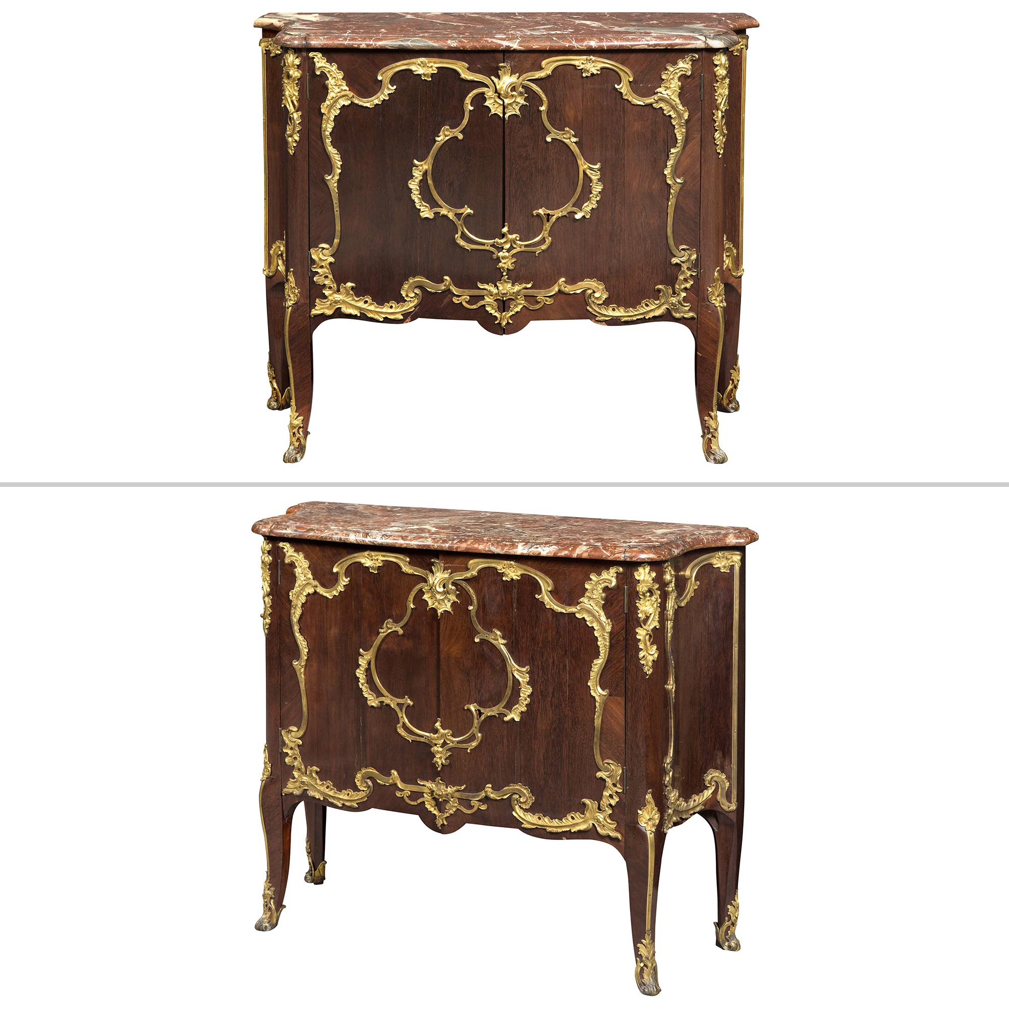 Lot image - Pair of Louis XV Ormolu-Mounted Amaranth Meubles dAppui