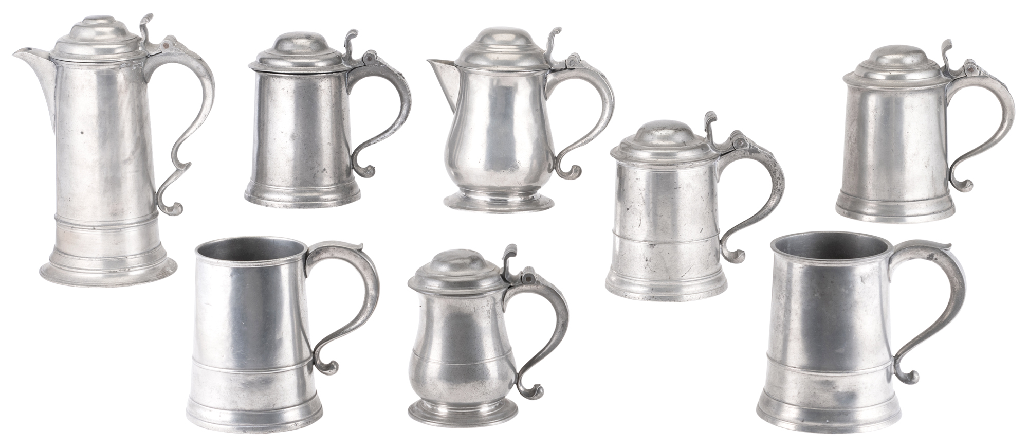 Lot image - Group of Pewter Tankards and Flagons