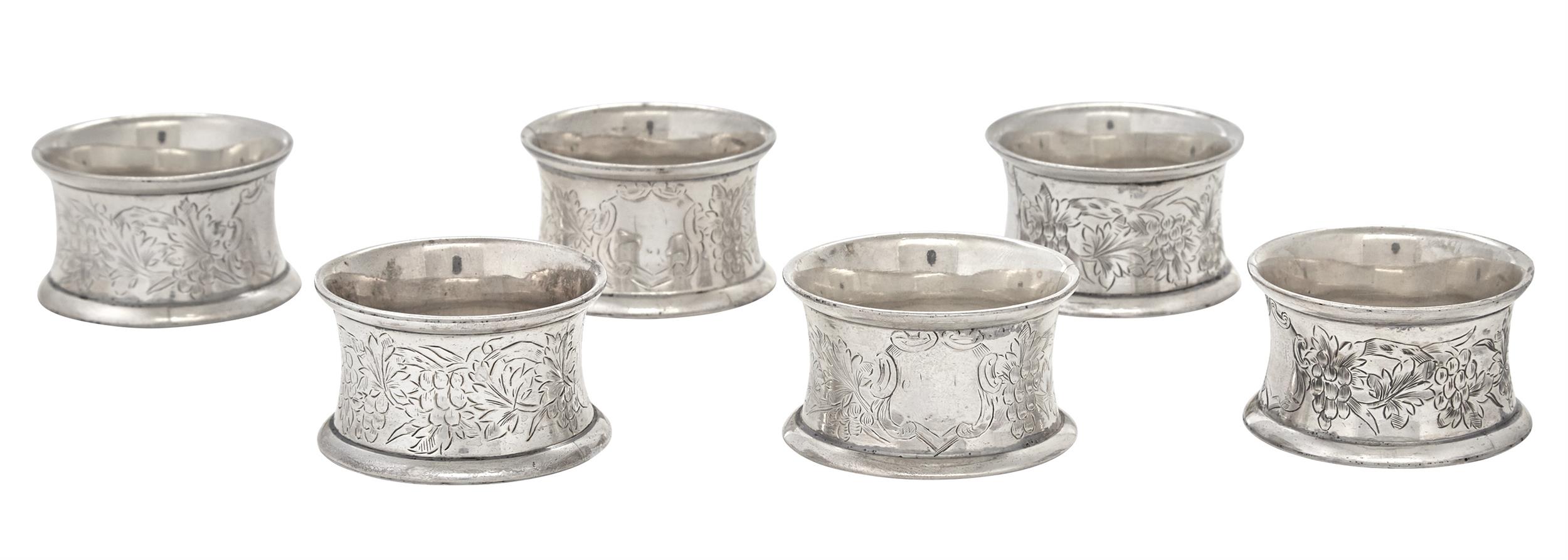 Lot image - Cased Set of Six Victorian Sterling Silver Napkin Rings