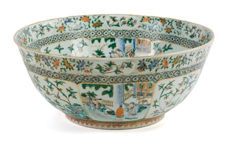 Lot image - Chinese Export Famille Verte Porcelain Punch Bowl