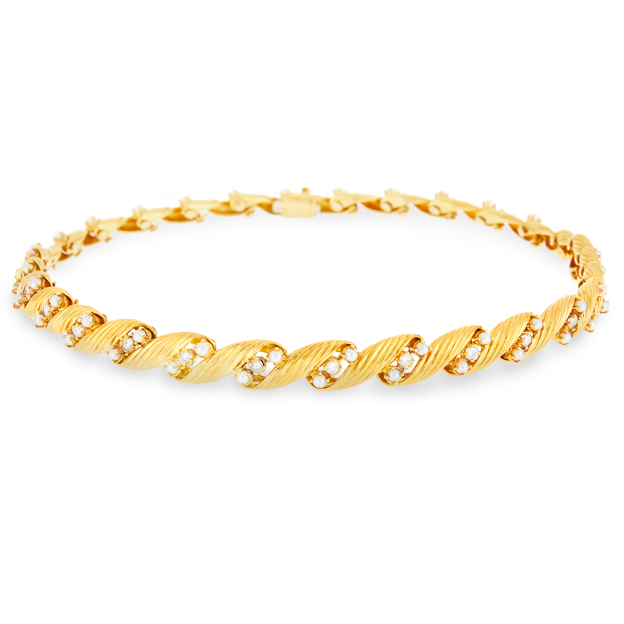 Lot image - Cartier Gold, Diamond and Cultured Pearl Necklace