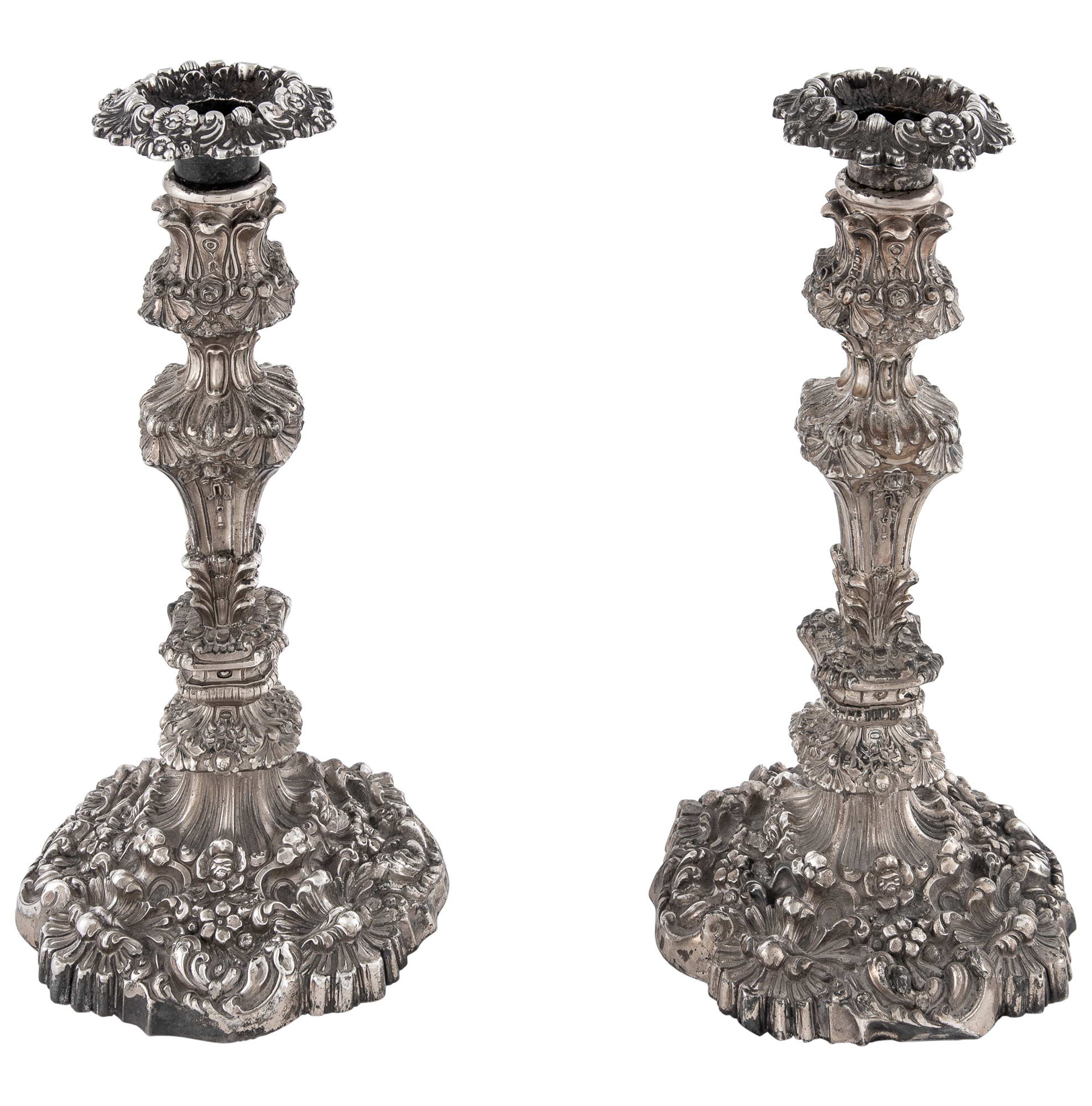 Lot image - Pair of George III Sterling Silver Candlesticks