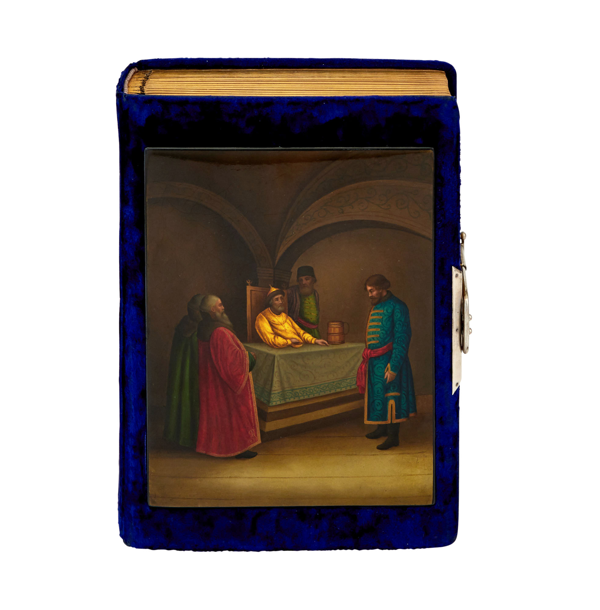 Lot image - Russian Lacquer Papier-Mâché-Mounted and Velvet Bound Photograph Album