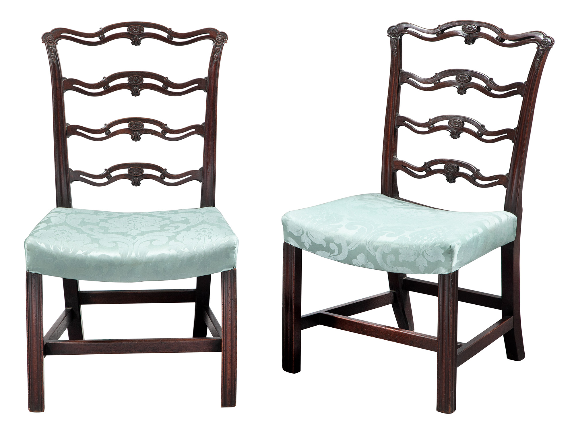 Lot image - Pair of George III Mahogany Ladderback Side Chairs