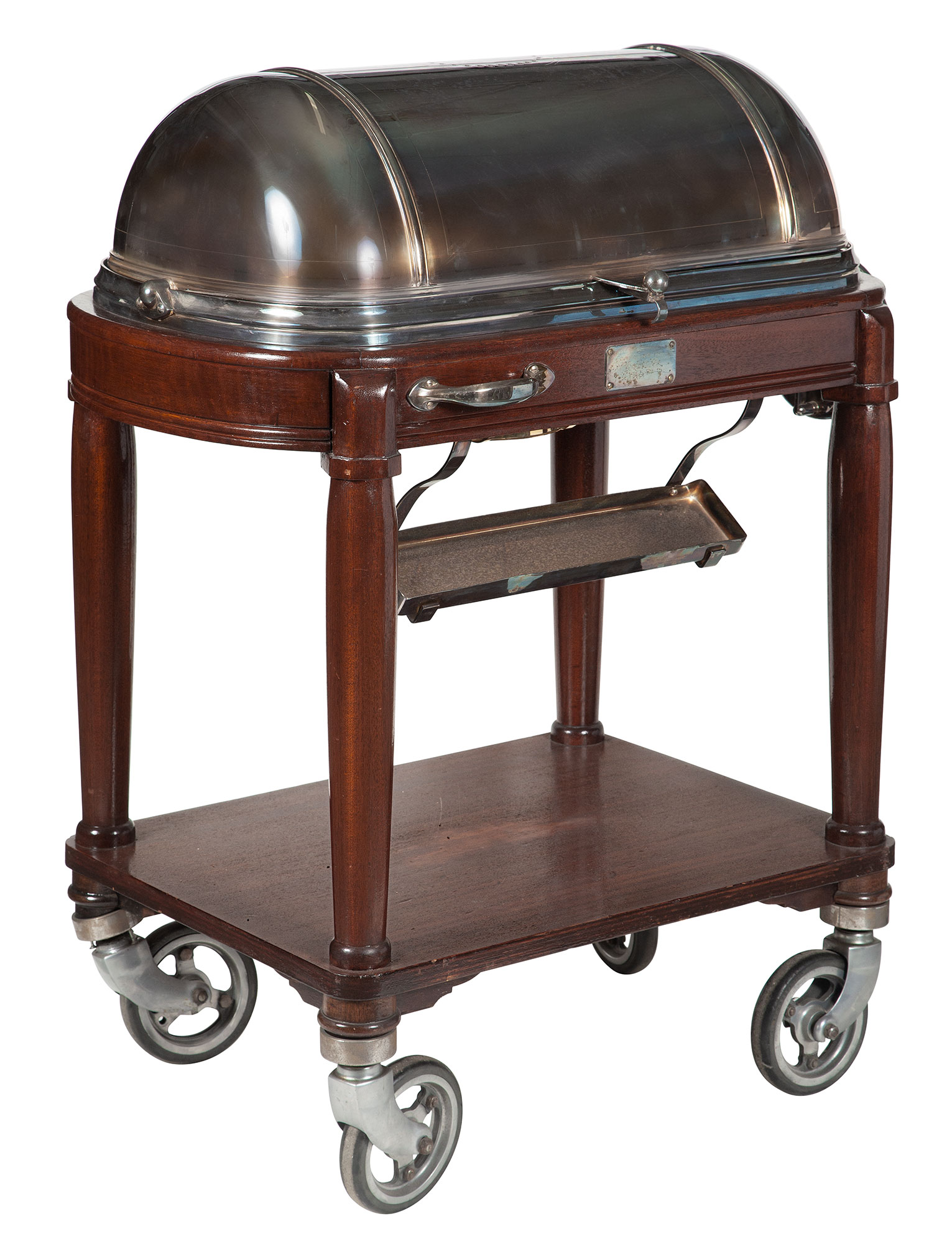 Lot image - English Mahogany and Silver Plate Roast Wagon