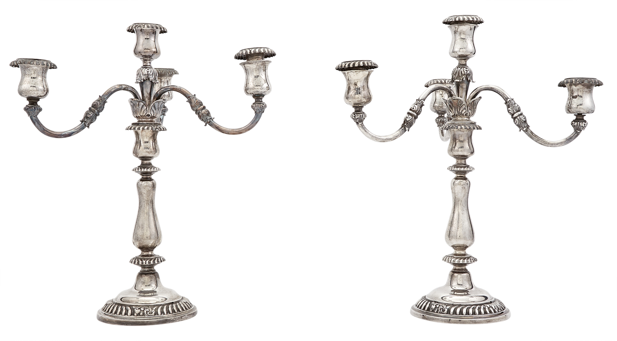 Lot image - Pair of Gorham Sterling Silver Four-Light Candelabra