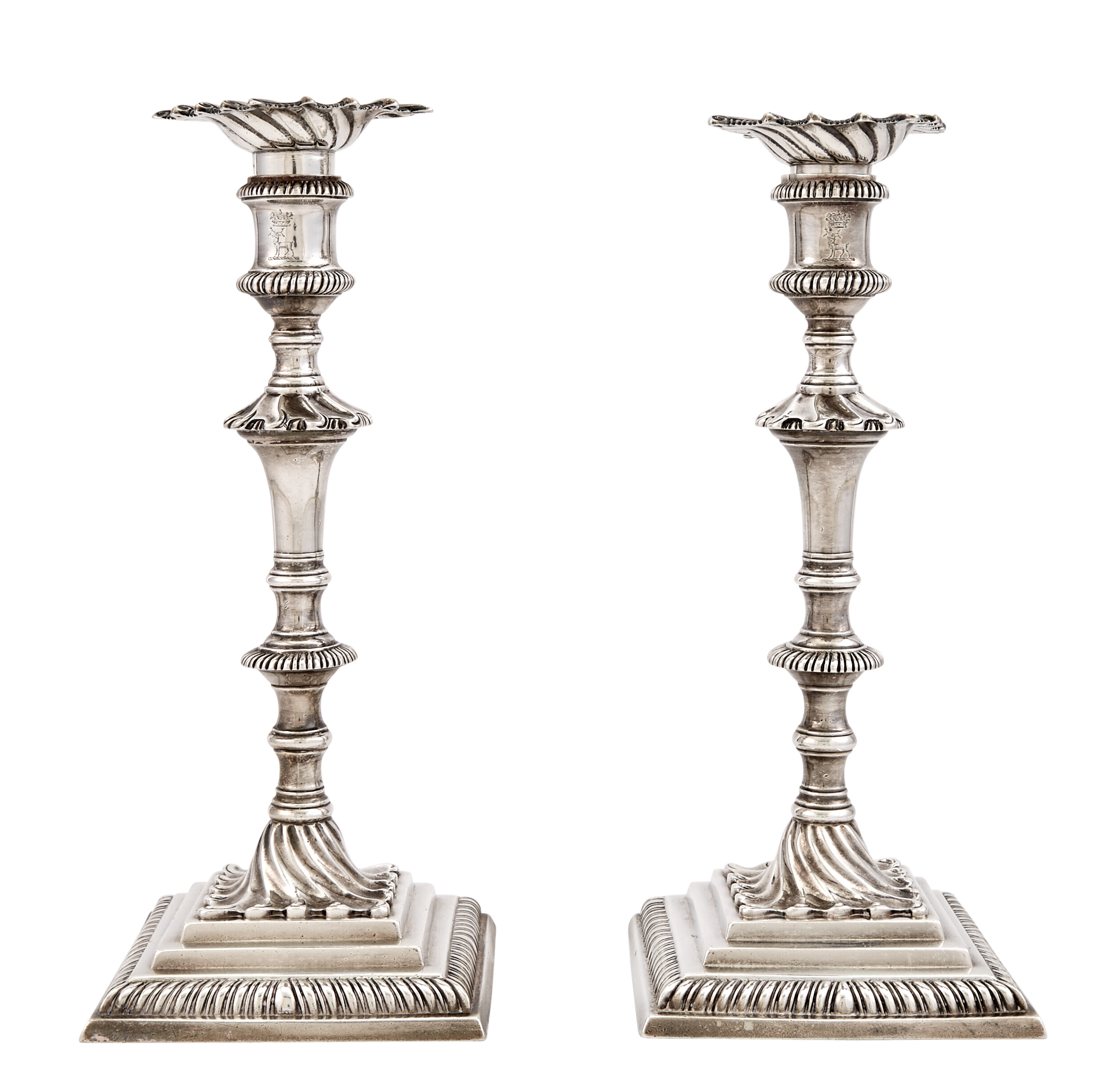 Lot image - Pair of George III Sterling Silver Candlesticks