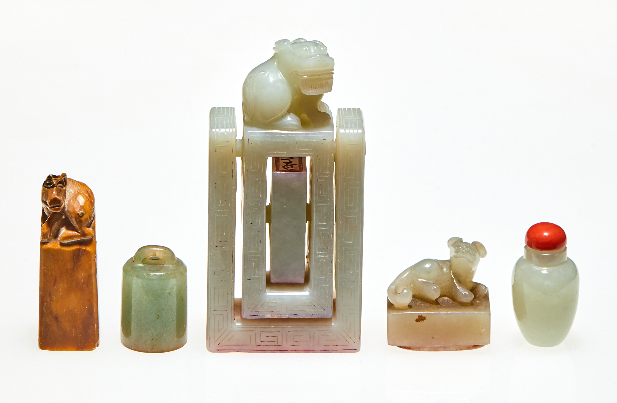 Lot image - A Group of Six Chinese Hardstone Carvings