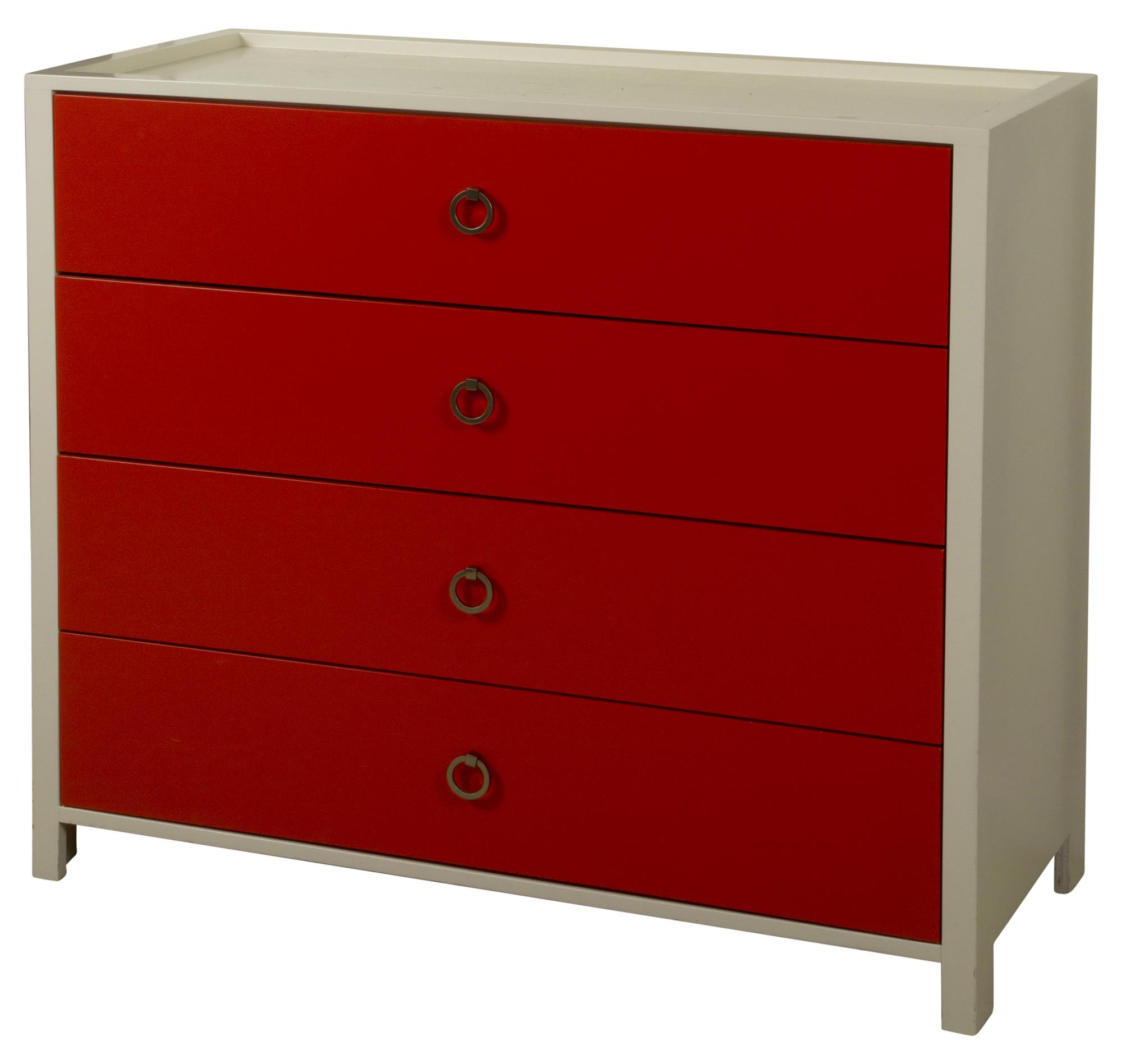 Lot image - White and Orange Lacquered Chest of Drawers