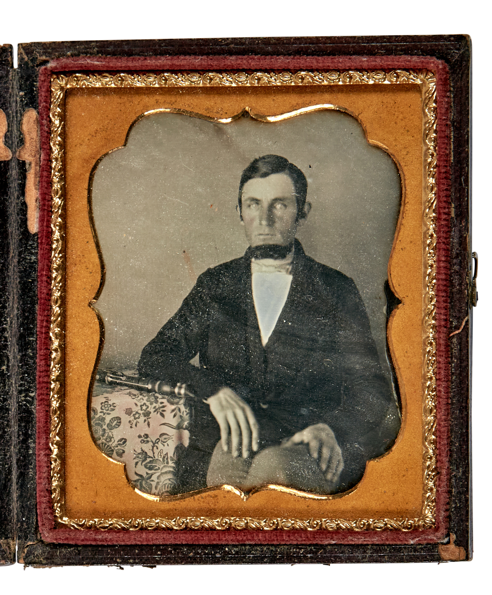 Lot image - [DAGUERREOTYPE-MUSICIANS]  Daguerreotype of a clarinetist.