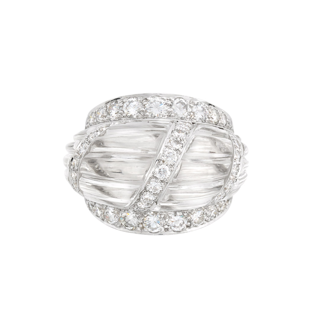 Lot image - Platinum, Rock Crystal and Diamond Ring, David Webb