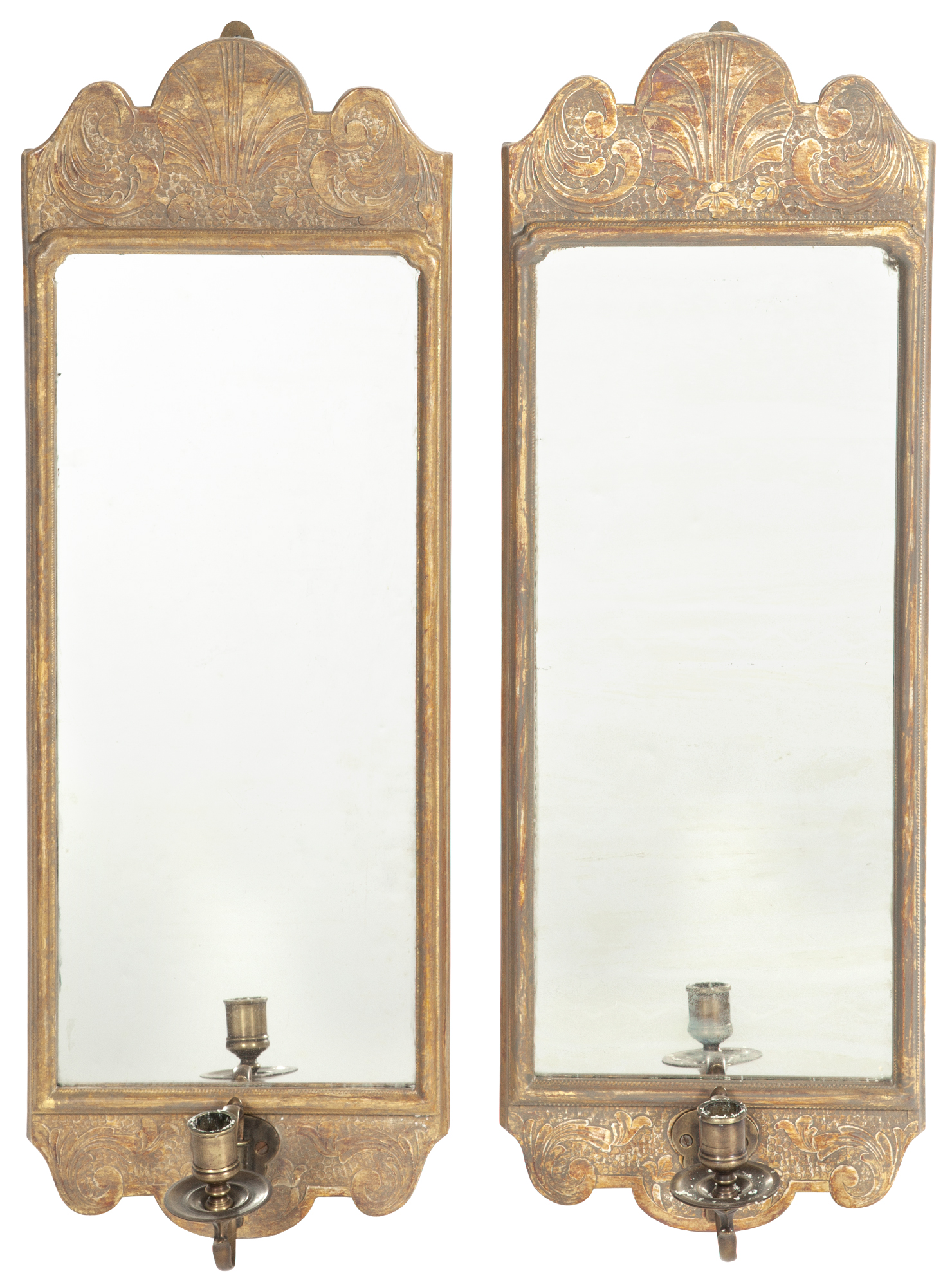 Lot image - Pair of George I Style Gilt-Gesso Mirror Sconces