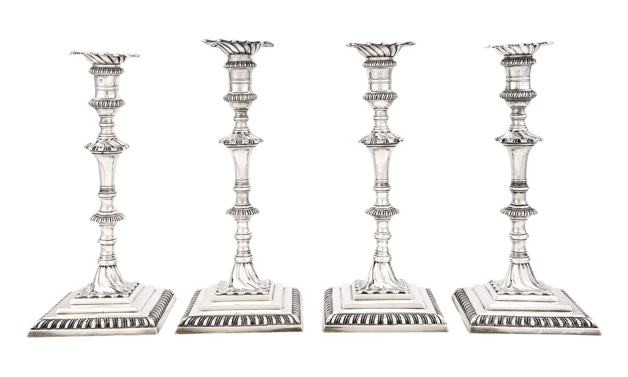 Lot image - Set of Four George III Sterling Silver Candlesticks