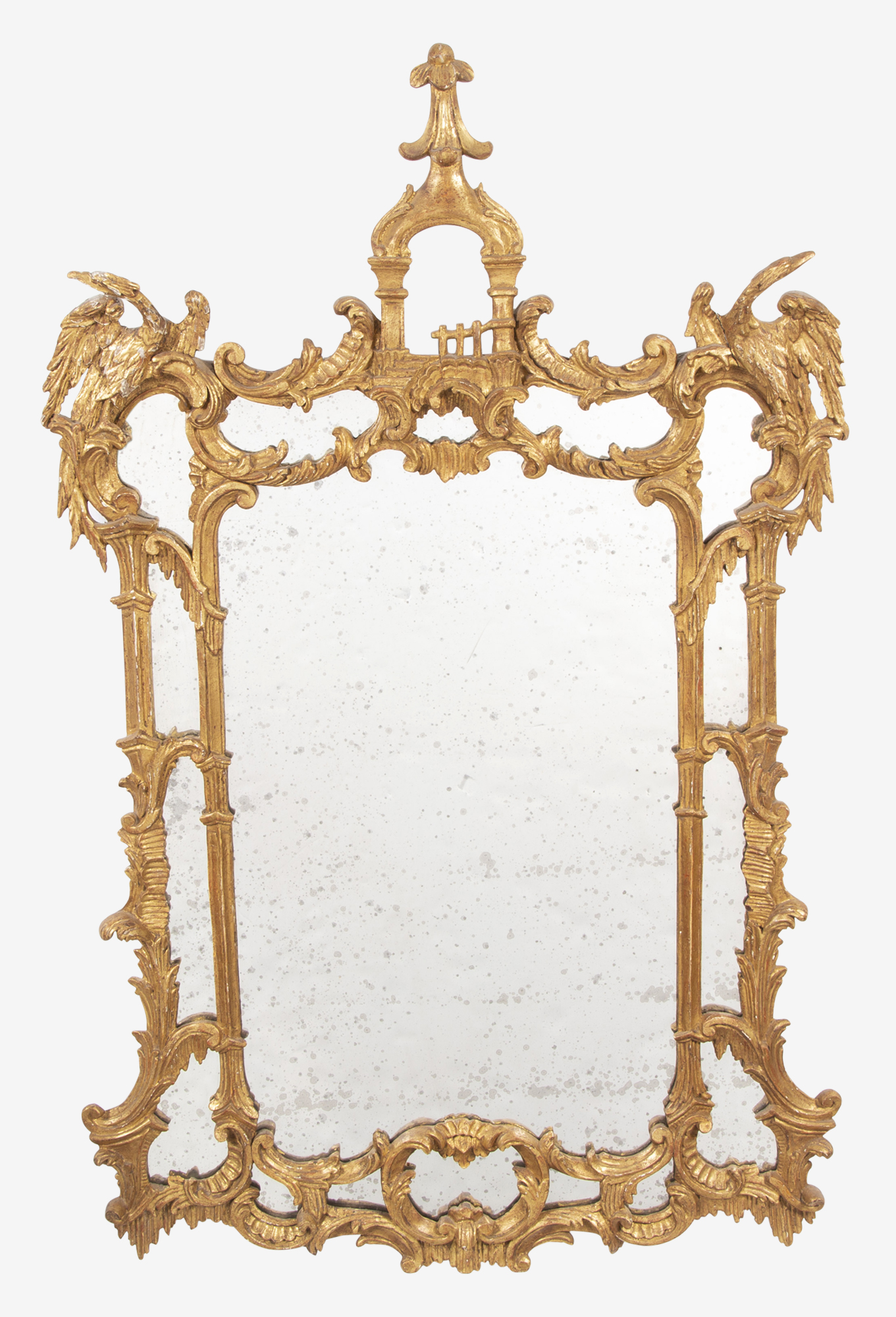 Lot image - George III Style Giltwood Mirror with Pagoda Crest