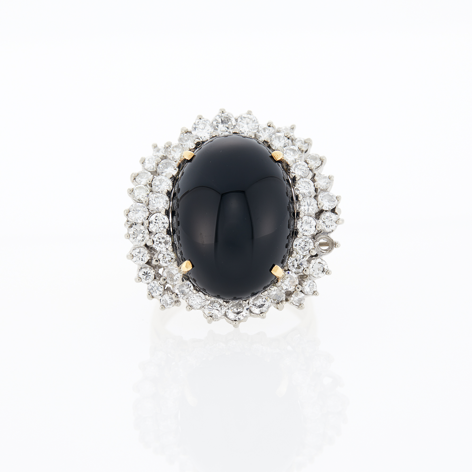 Lot image - Two-Color Low Karat Gold, Black Onyx and Diamond Ring
