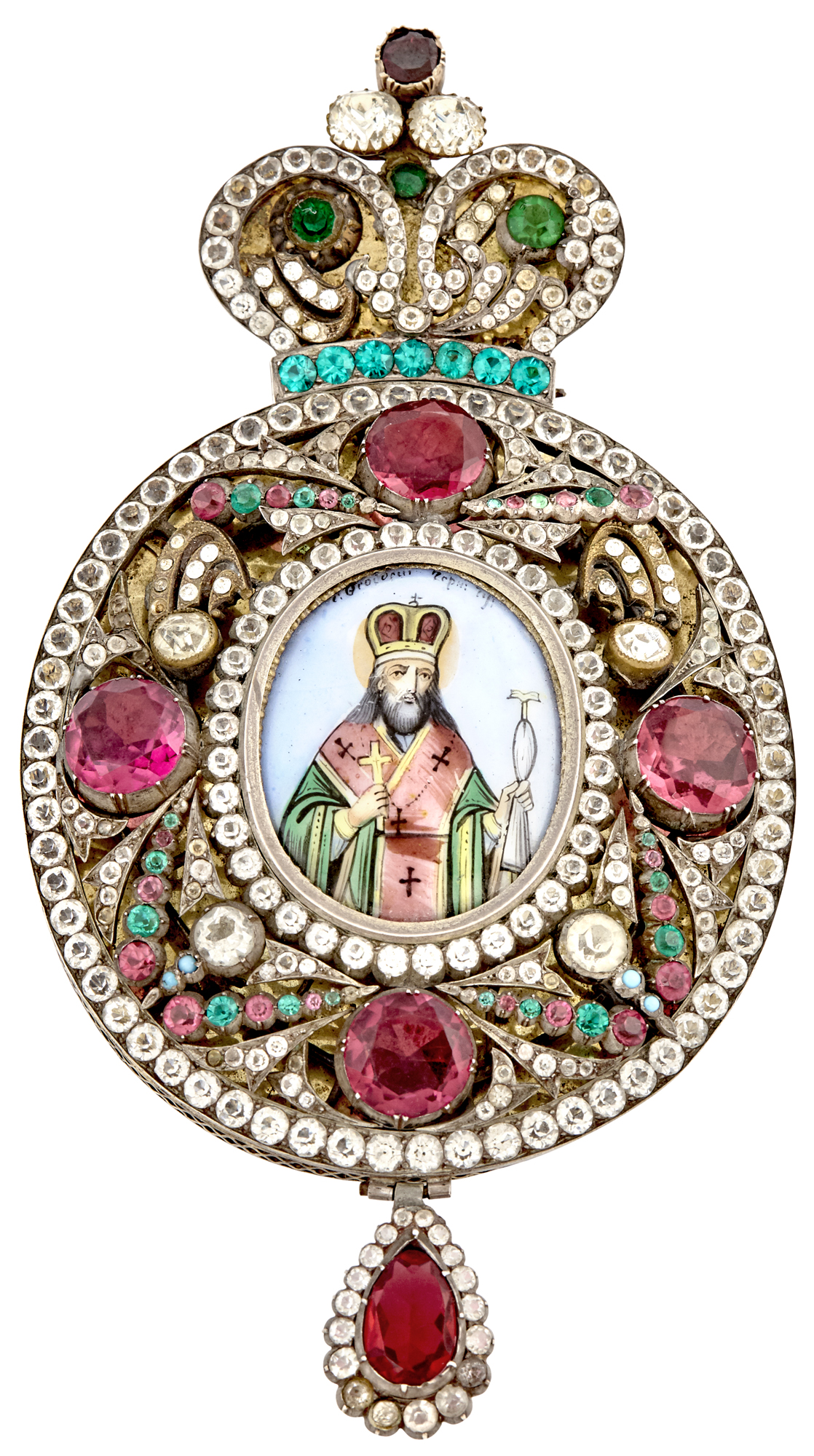 Lot image - Russian Paste-Set Parcel-Gilt Silver Panagia