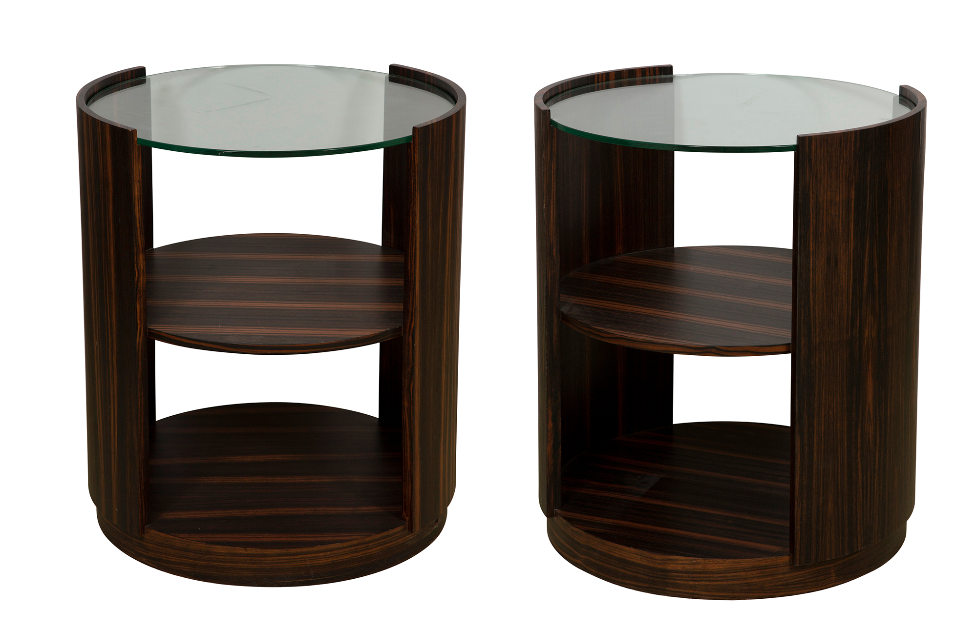 Lot image - Pair of Macassar Ebony and Glass Side Tables