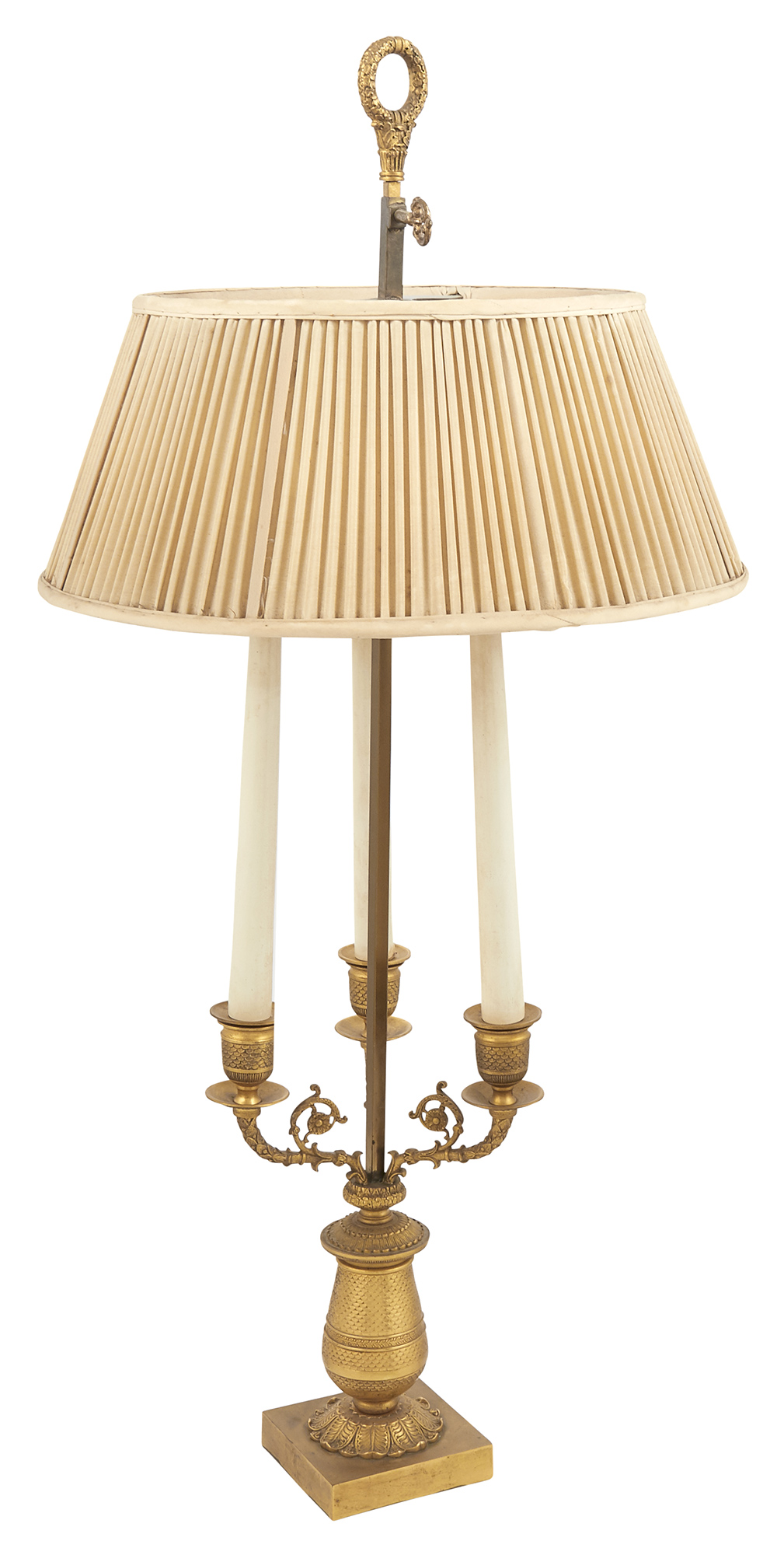 Lot image - Empire Style Gilt-Metal Bouillotte Lamp