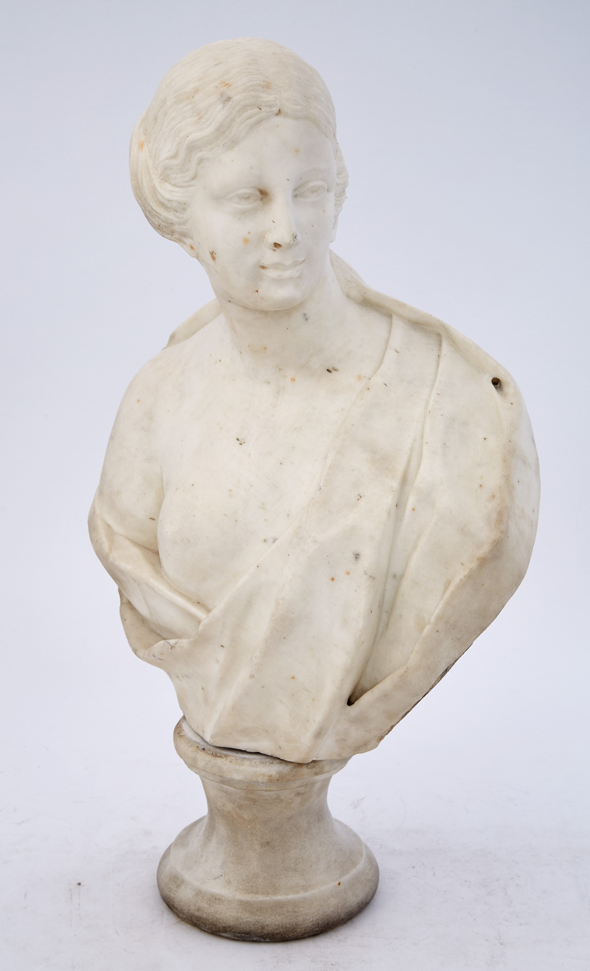 Lot image - White Marble Bust of a Woman