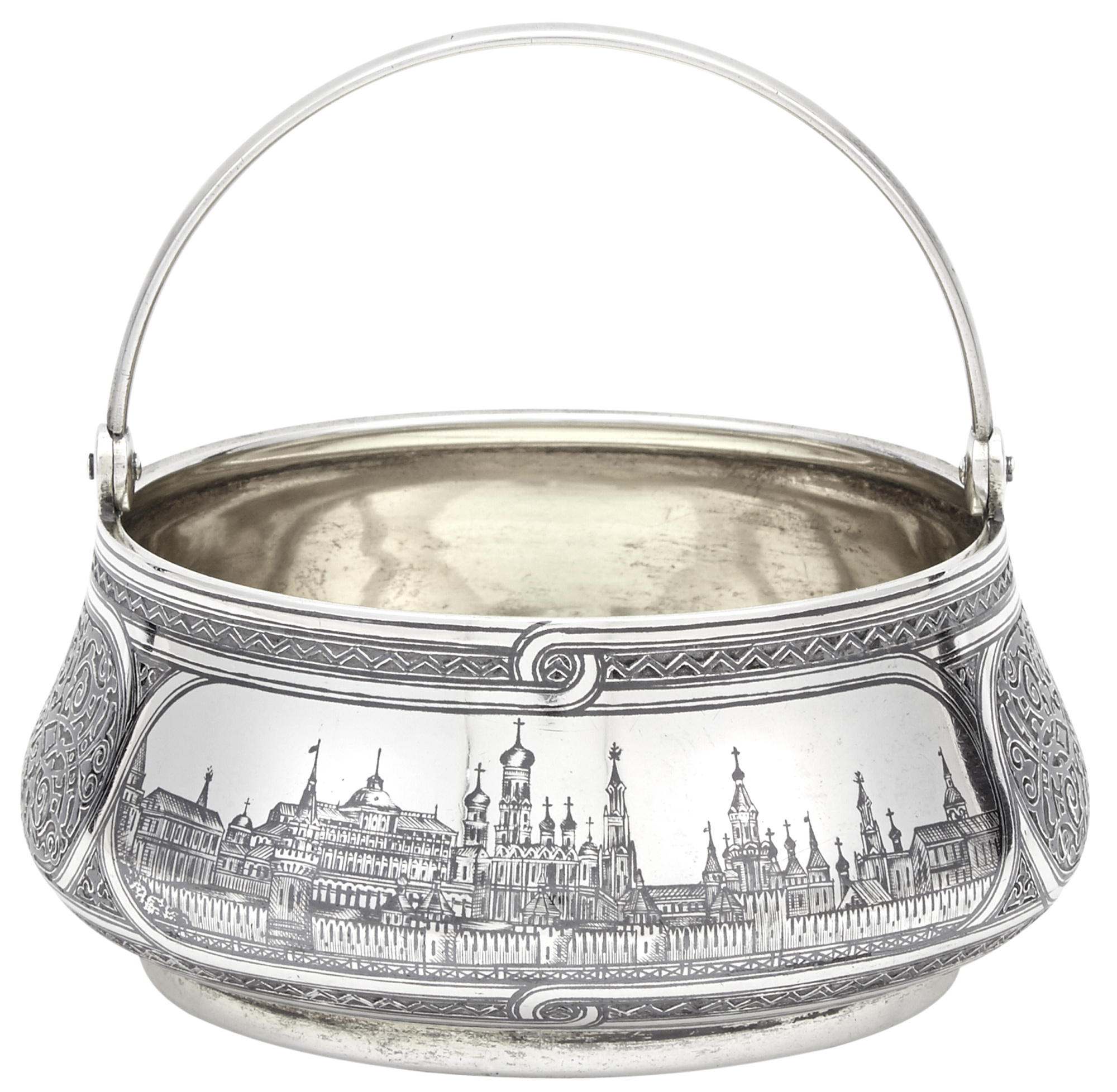 Lot image - Russian Silver and Niello Sugar Basket