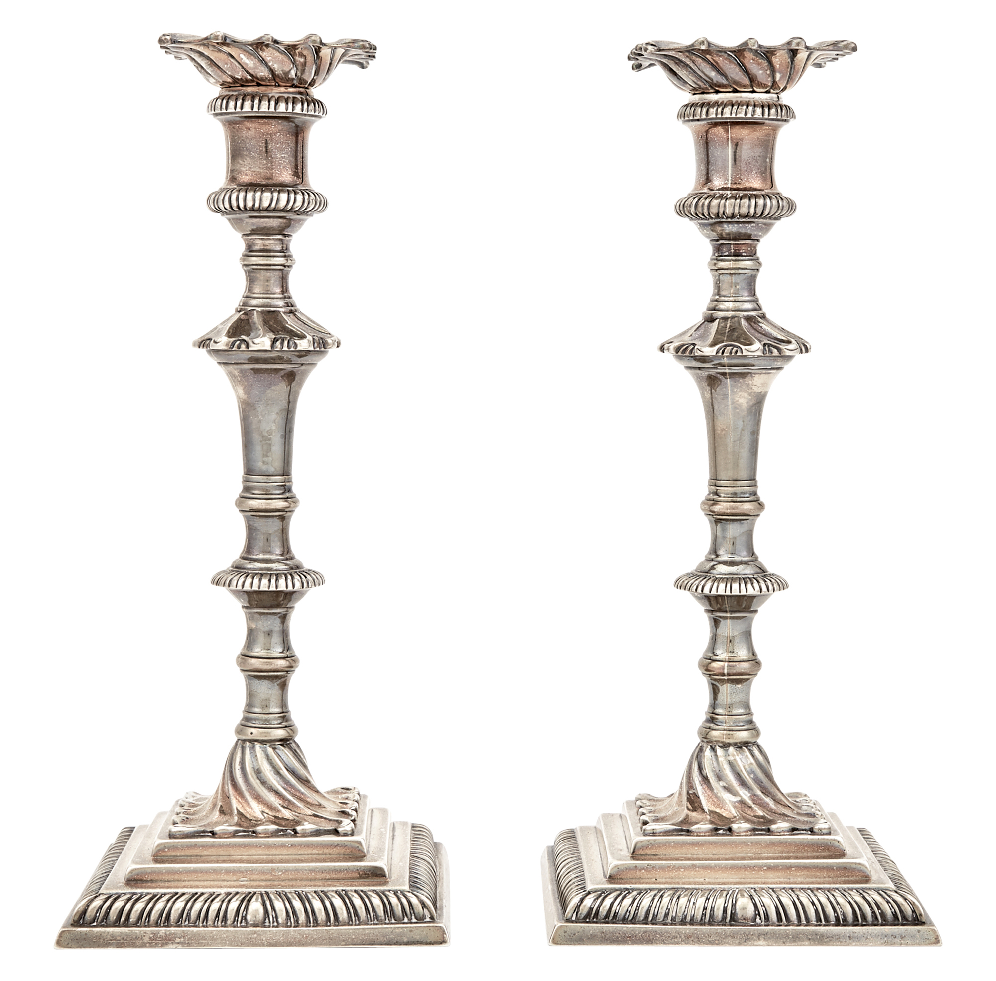 Lot image - Pair of George III Sterling Silver Candlesticks