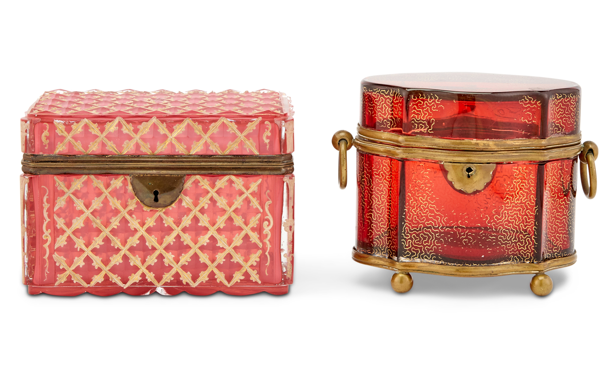 Lot image - Two Colored Glass Boxes