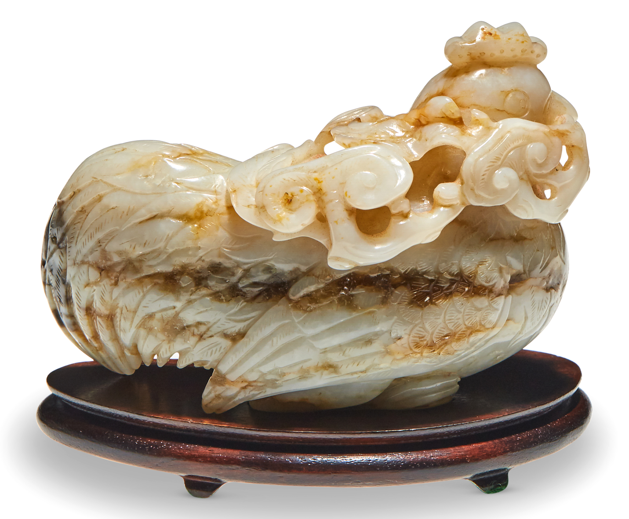 Lot image - A Chinese Carved Jade Chicken