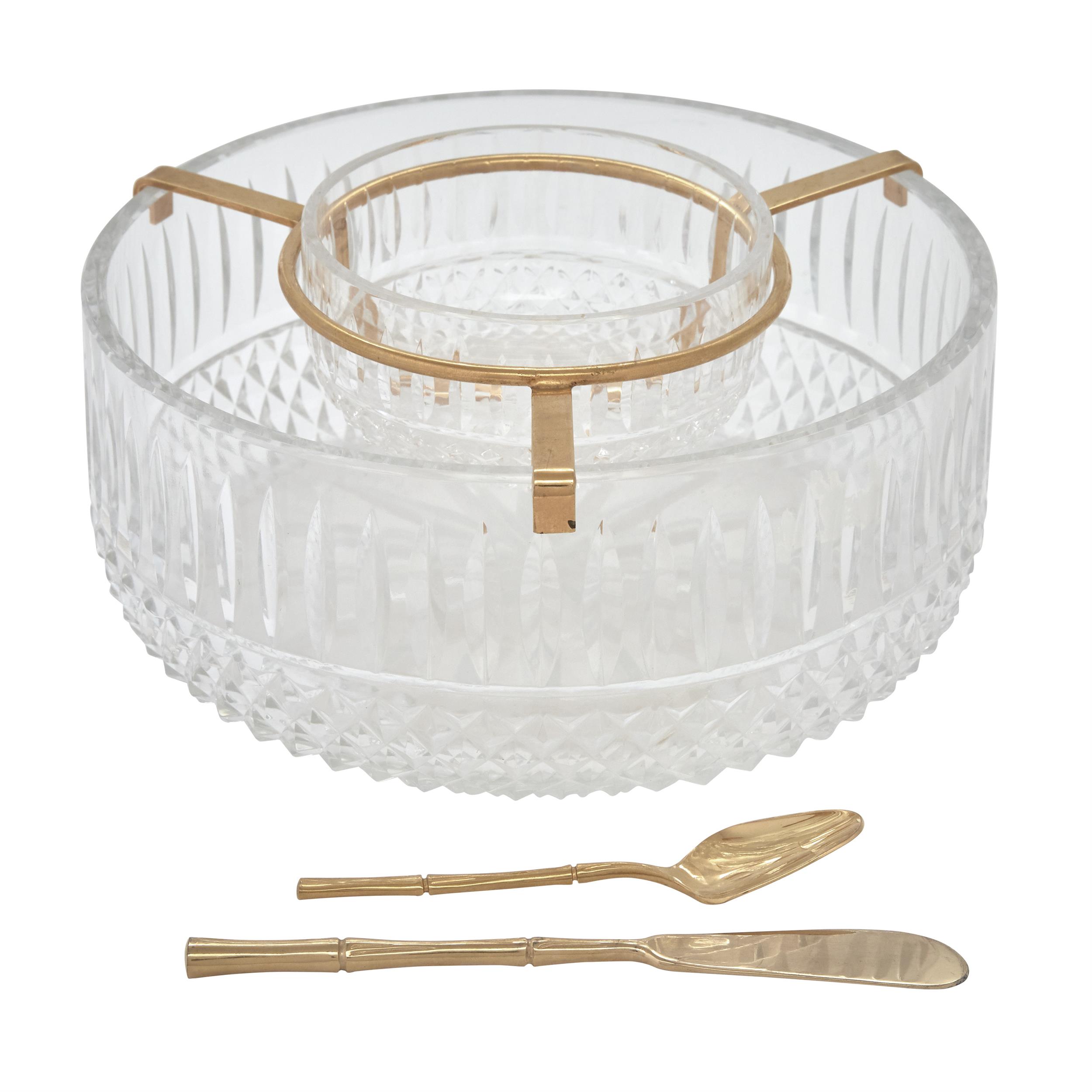 Lot image - Gilt Metal and Cut Glass Caviar Set